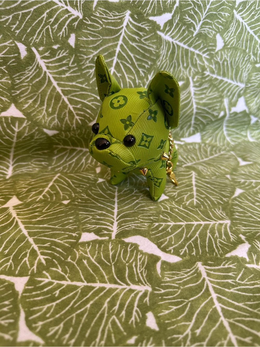 Designer Monogram Green Dog Charm